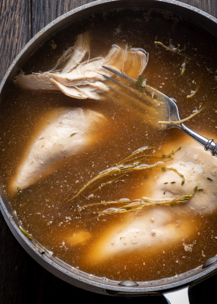 Herb poached chicken breasts