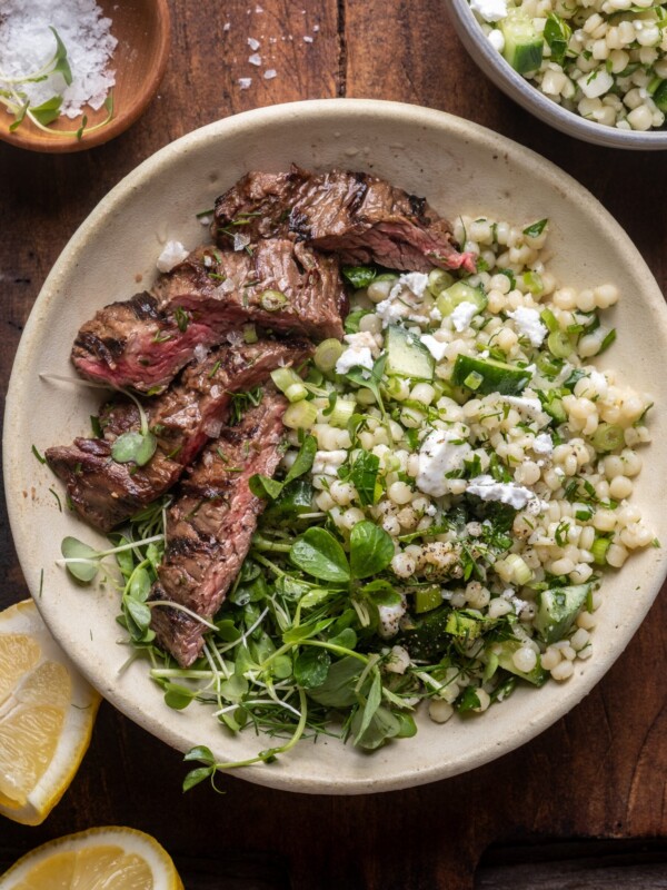 Grilled Skirt Steak with Lemon Herb Couscous Salad