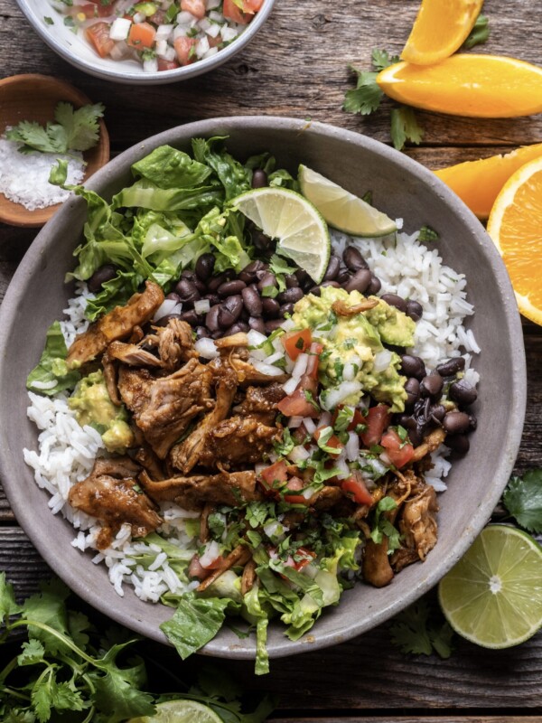 Sheet pan chicken burrito bowls