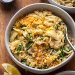 Spinach Artichoke Orzo with Lemony Breadcrumbs