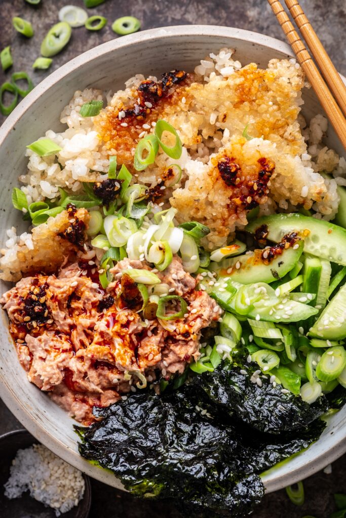 Spicy Tuna Sushi Bowl with canned tuna