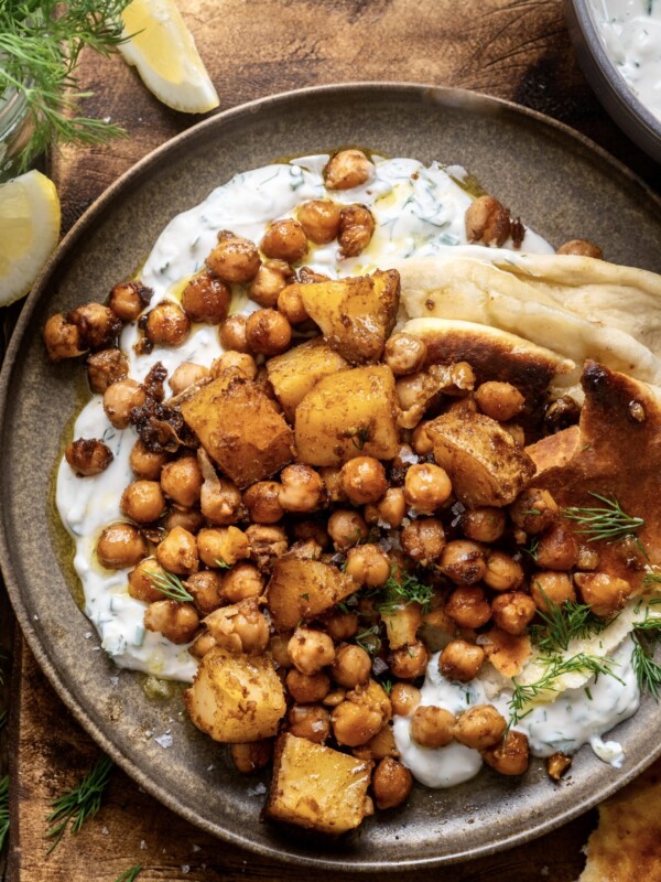 Falafel spiced chickpeas and potatoes