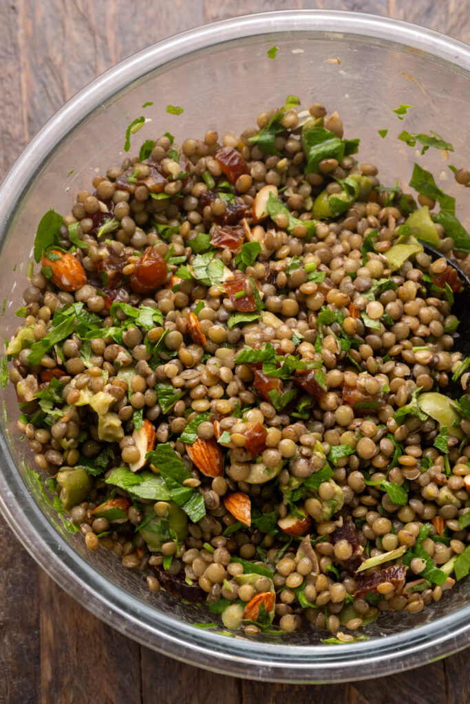 Roasted Carrot and Lentil Salad with Hummus