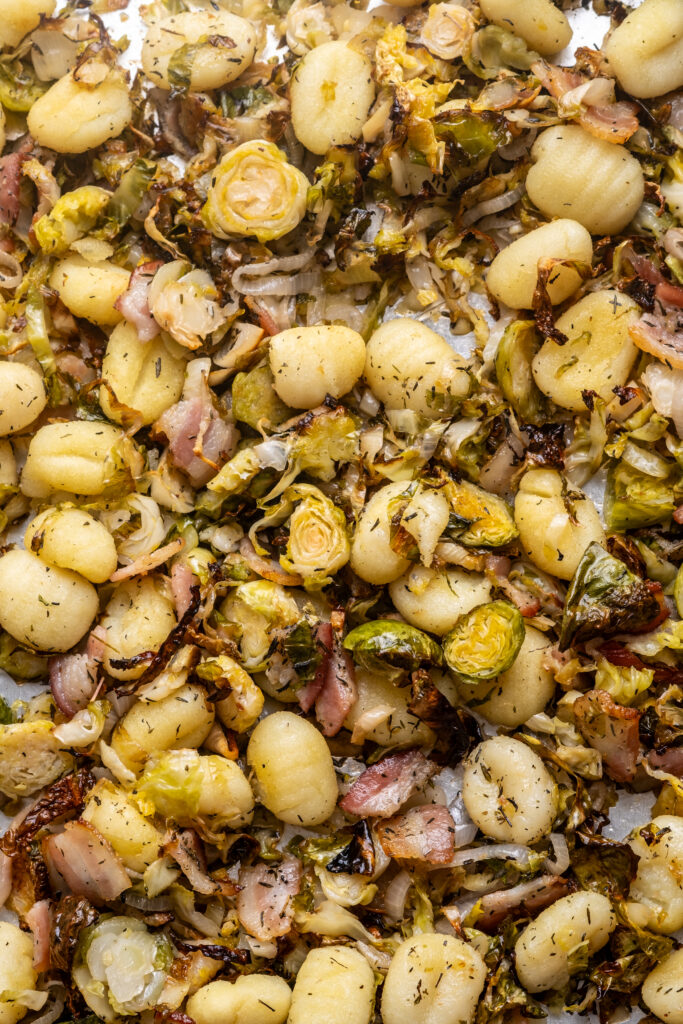 Sheet Pan Gnocchi with Brussel Sprouts and Bacon