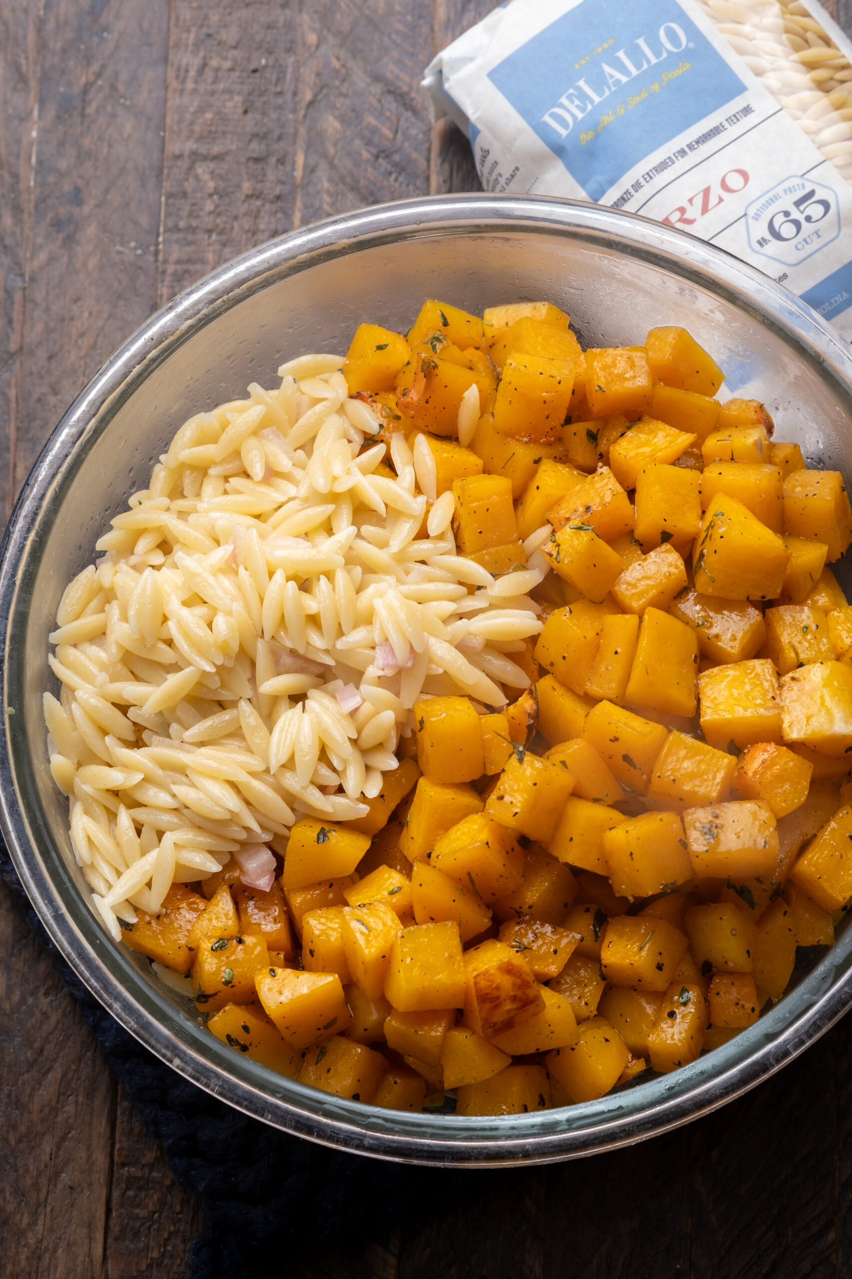 Warm Orzo Pasta Salad with Butternut Squash