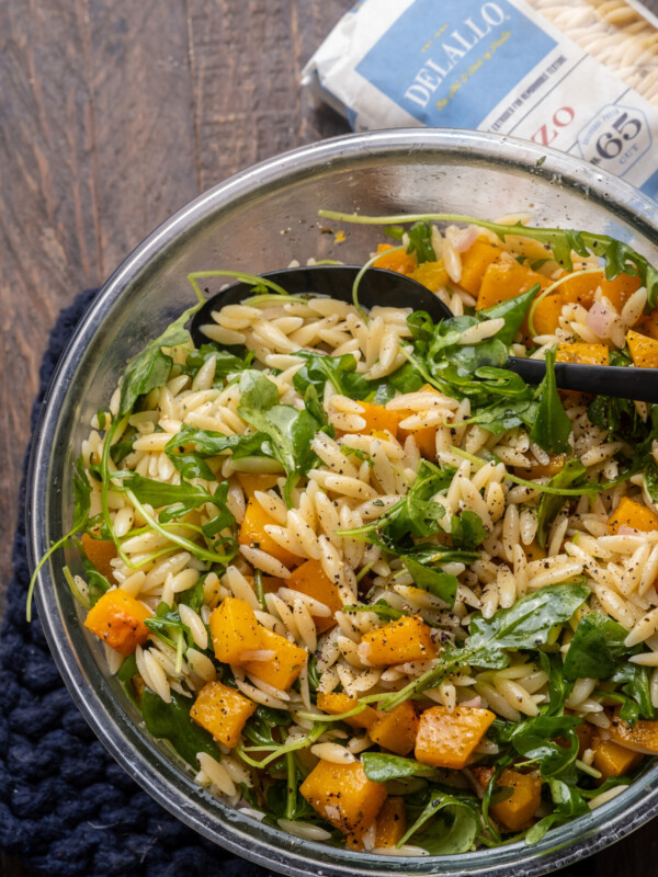 Warm Orzo Pasta Salad with Butternut Squash