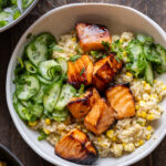 Miso Salmon Bites with Corn Rice