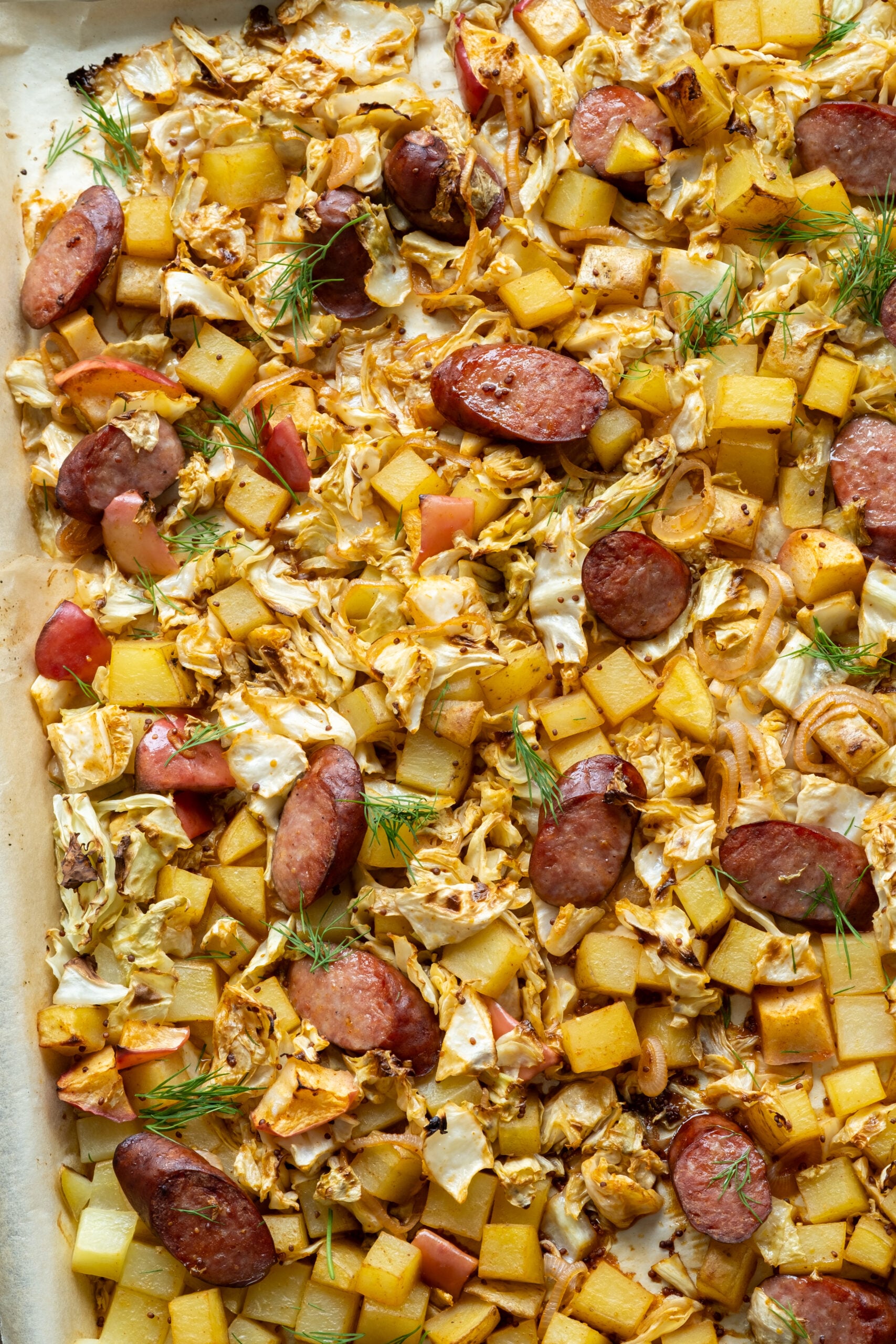 Cabbage and Sausage Sheet Pan