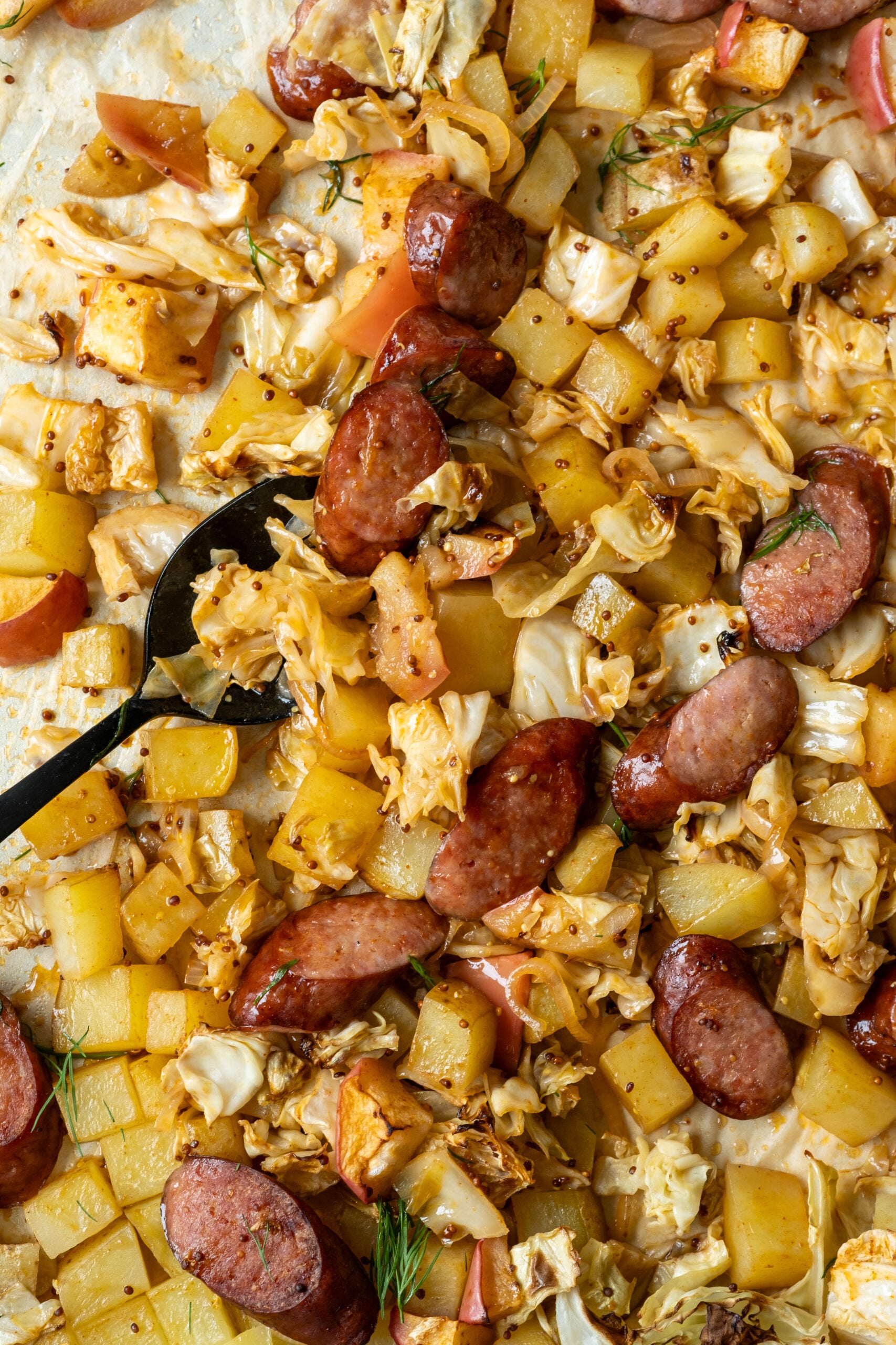 Cabbage and Sausage Sheet Pan